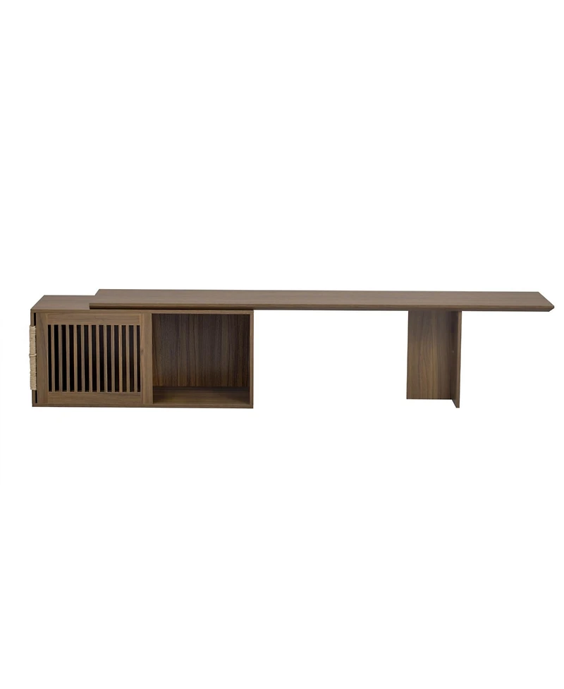 Streamdale Furniture Mid-Century Walnut Tv Stand with Extendable Table & Cushion