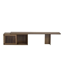 Streamdale Furniture Mid-Century Walnut Tv Stand with Extendable Table & Cushion