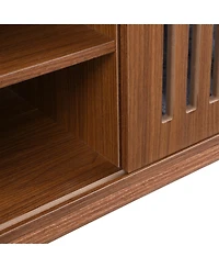 Streamdale Furniture Mid-Century Walnut Tv Stand with Extendable Table & Cushion