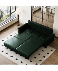 Streamdale Furniture Chesterfield Sleeper Sofa Bed, 93.7" Pull Out, Faux Leather