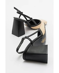 Prologue Shoes Women's Rivie Raffia Square Toe Block Heel Pump