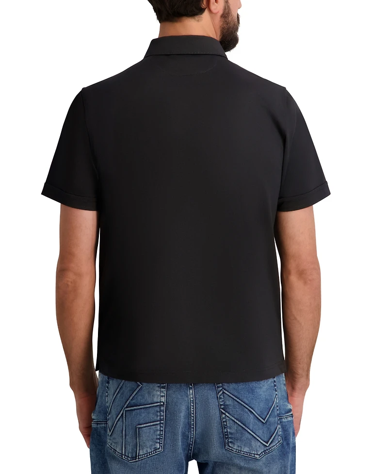 Karl Lagerfeld Paris Men's Regular-Fit Short-Sleeve Spread Collar Polo T-Shirt