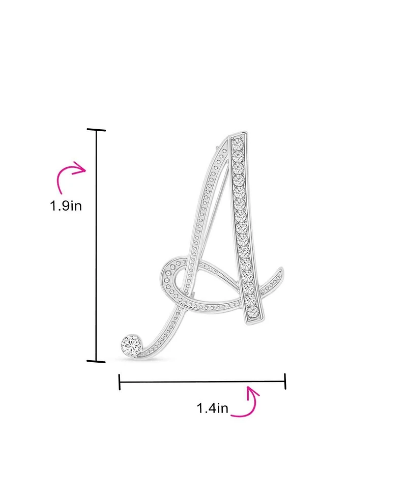 Bling Jewelry Large Statement Abc Pave Crystal Letters Alphabet Initial Scarf Lapel Pin Brooch Silver Plated