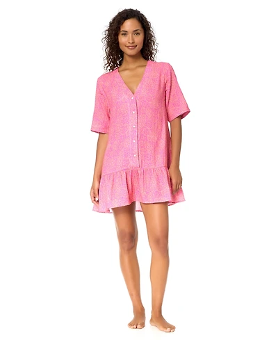 Raisins Women's Sol V-Neck Button-Front Cover-Up Swim Dress