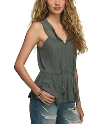Lucky Brand Women's Peplum Lace Trimmed Sleeveless Tank