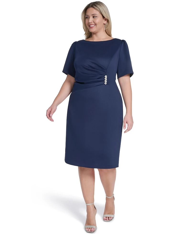 Jessica Howard Plus Short-Sleeve Midi Dress