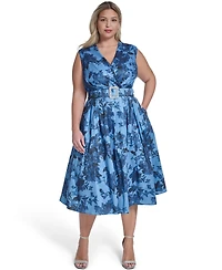 Jessica Howard Plus Sleeveless Surplice V-Neck Dress