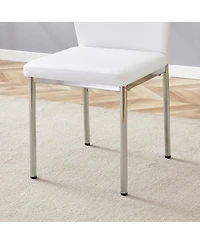 Streamdale Furniture Streamdale Luxury Simple Chair - Set of 6 White Pu Dining Chairs with Metal Silver Legs