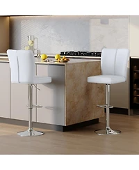 Streamdale Furniture Modern White Pu Bar Stool Set - 2-Piece with Trumpet Legs