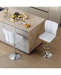 Streamdale Furniture Modern White Pu Bar Stool Set - 2-Piece with Trumpet Legs