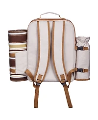 Mecale 4-Person Picnic Backpack with Insulated Cooler, Blanket and Tableware Set