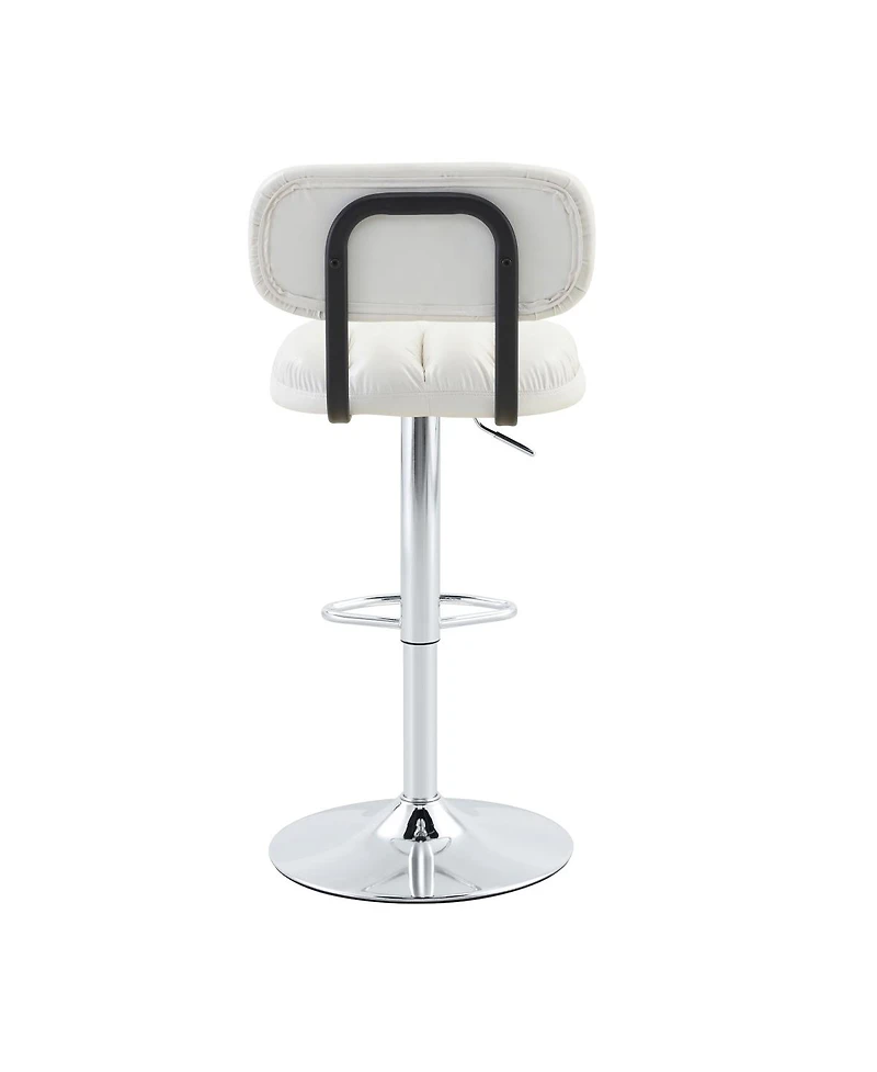 Streamdale Furniture Set of 2 Pu Leather Adjustable Bar Stools with Base & Footrest