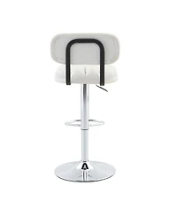 Streamdale Furniture Set of 2 Pu Leather Adjustable Bar Stools with Base & Footrest