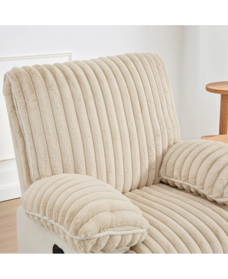 Streamdale Furniture Manual Reclining Loveseat, Faux Fur Recliner Sofa with Hidden Cup Holders