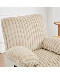 Streamdale Furniture Manual Reclining Loveseat, Faux Fur Recliner Sofa with Hidden Cup Holders