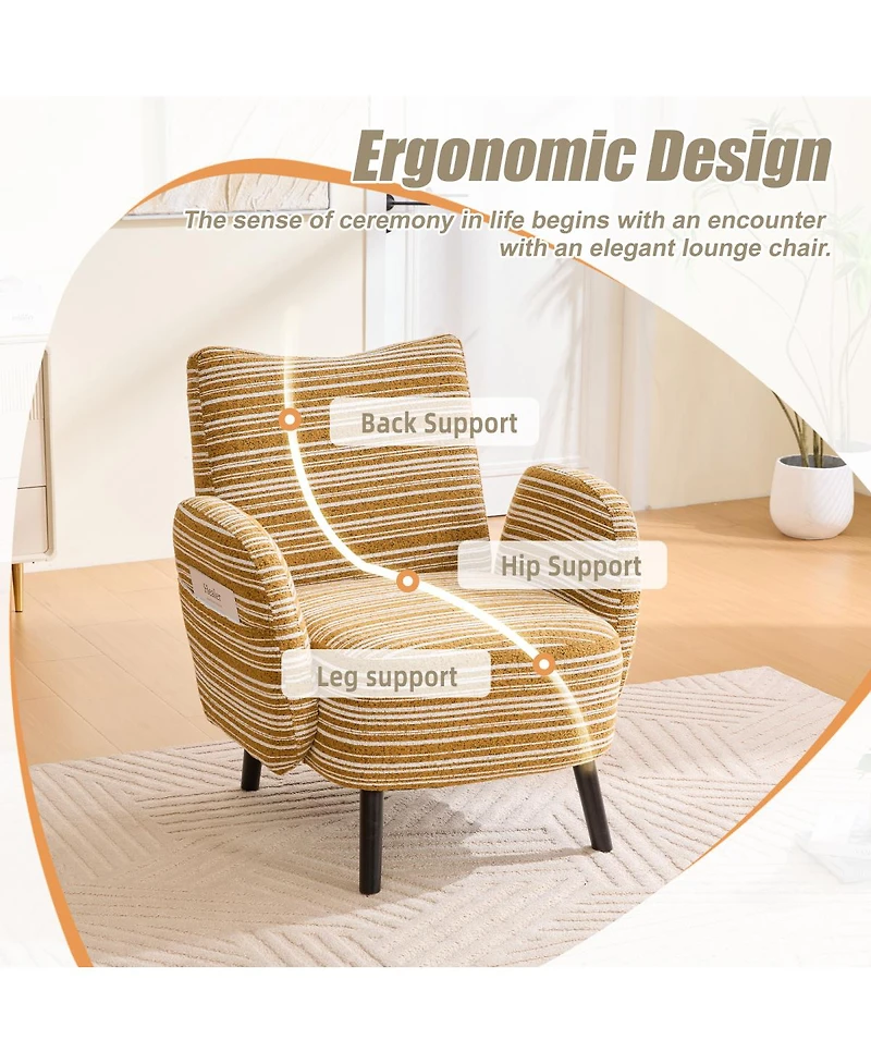 Streamdale Furniture Modern armchair with sanded fabric, side pocket, solid wood legs