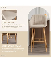 Streamdale Furniture Modern Linen Bar Stools Set of 2 with Back & Armrest