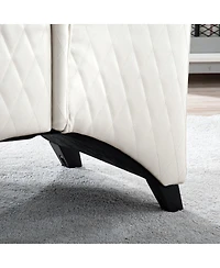 Streamdale Furniture Faux Leather High-Back Accent Chair, Comfy Wingback Living Room Chair