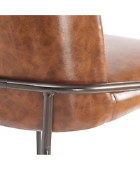 Streamdale Furniture Matte Bronze Faux Leather Bar Stool with Curved Backrest (Set of 2)