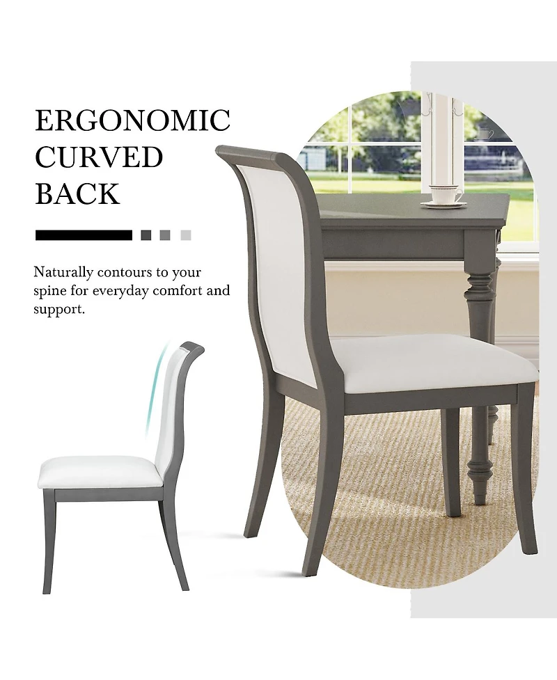 Streamdale Furniture Oak Gray Upholstered Dining Chairs (Set of 2) - Traditional Elegant Fabric Side Chairs.