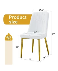 Streamdale Furniture 4 Modern Pu Leather Dining Chairs with Gold Legs