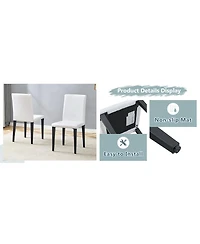 Streamdale Furniture Set of 4 White Pu Dining Chairs with Ergonomic Backrest & Comfortable Seat