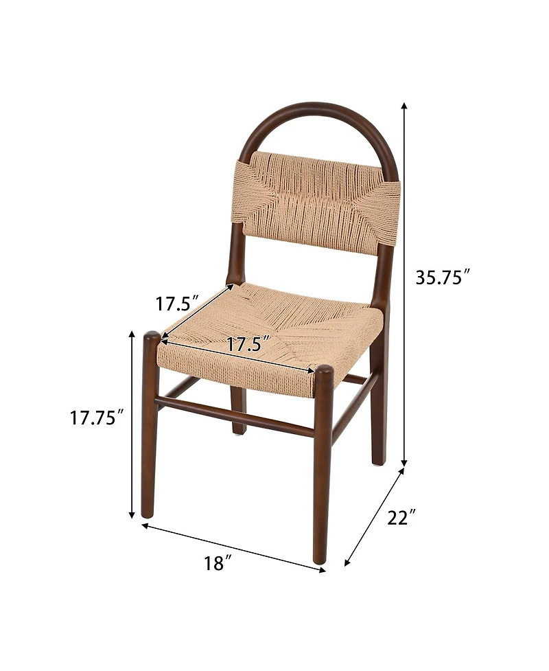 Streamdale Furniture Streamdale Modern Woven Dining Chair with Solid Wood Legs, Set of 2