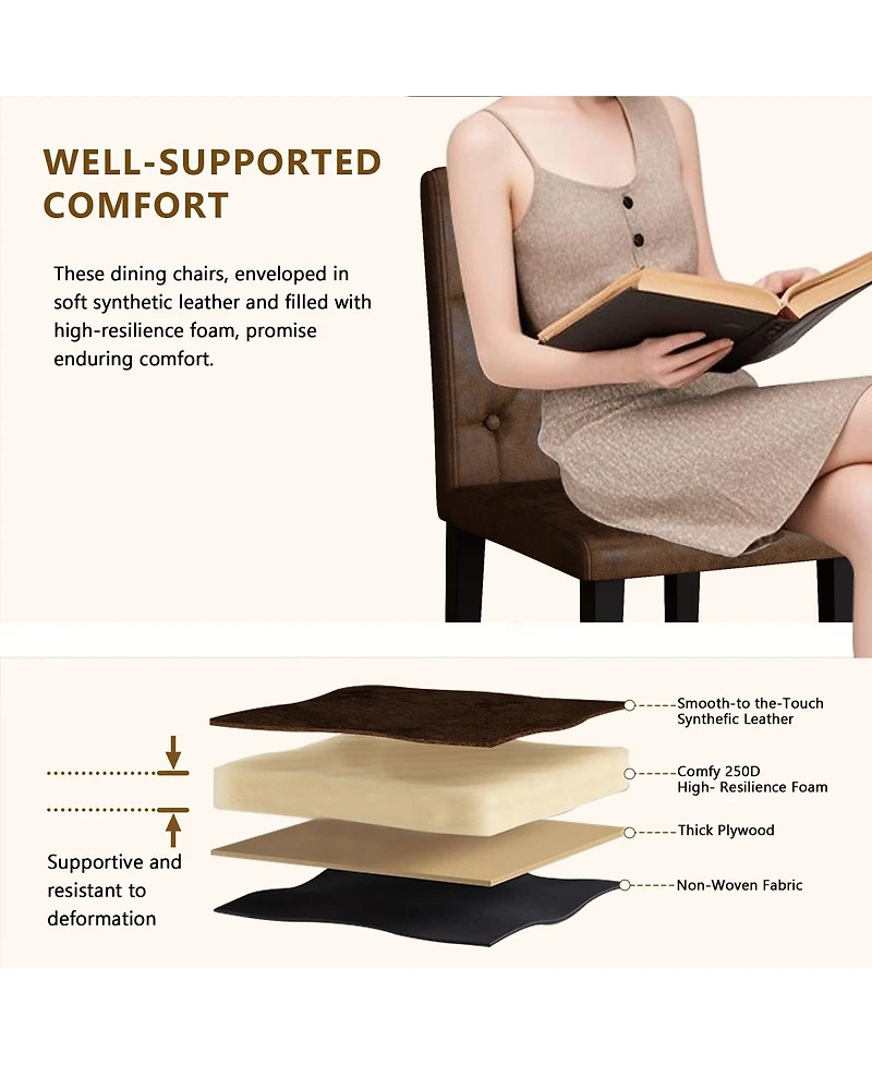 Streamdale Furniture 4-Pack Suede Dining Chairs with Button