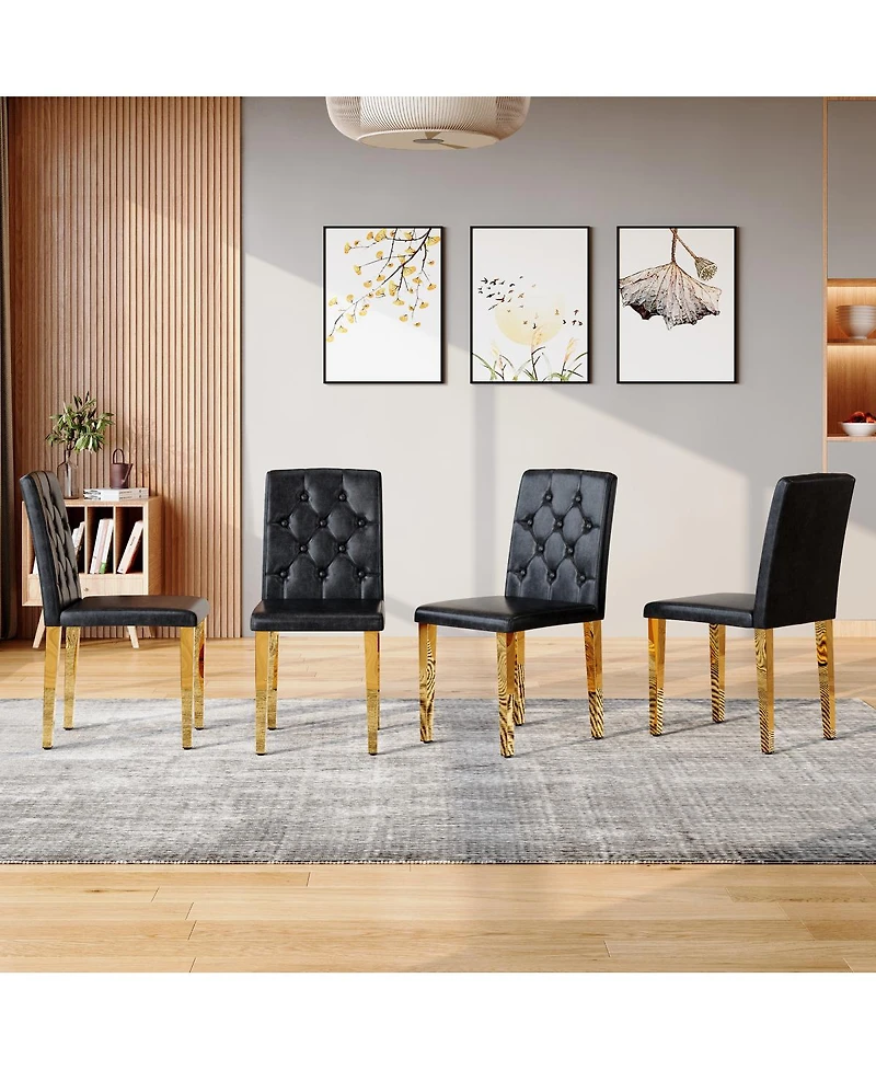 Streamdale Furniture Streamdale Elegant Pu Dining Chair with Ergonomic Buckle Backrest