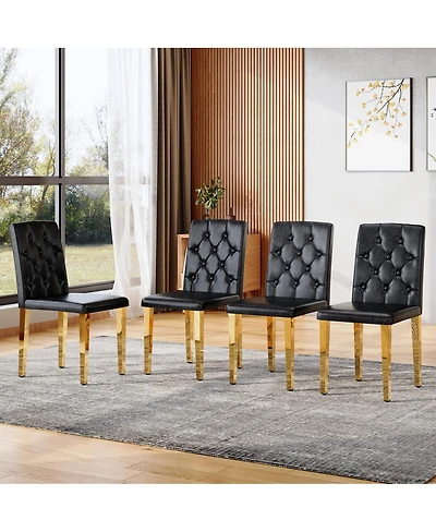 Streamdale Furniture Streamdale Elegant Pu Dining Chair with Ergonomic Buckle Backrest