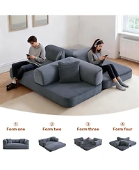 Streamdale Furniture Floor Couch Sofa Bed with Blanket Pillow, Enhanced Frame Stability