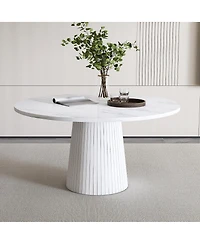 Streamdale Furniture Streamdale Round Mdf Dining Table for 4, Modern Farmhouse Kitchen Table