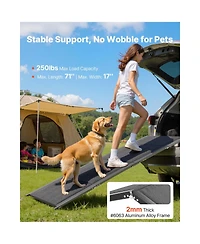 Aostirmotor 71" Extra-Long Folding Dog Ramp for Cars – Non-Slip Surface Supports up to 250 lbs, Portable Pet Ramp for SUVs & Trucks