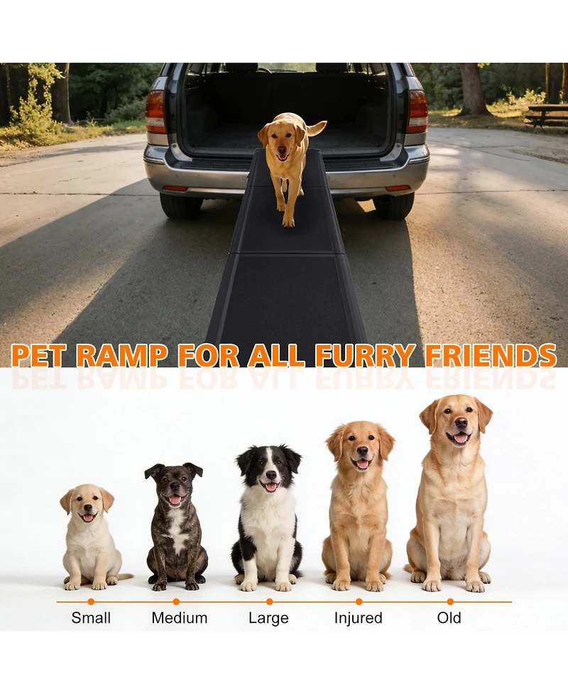 Aostirmotor Heavy Duty Foldable Dog Ramp for Large Dogs - Non-Slip Pet Ramp, Portable Car Stairs