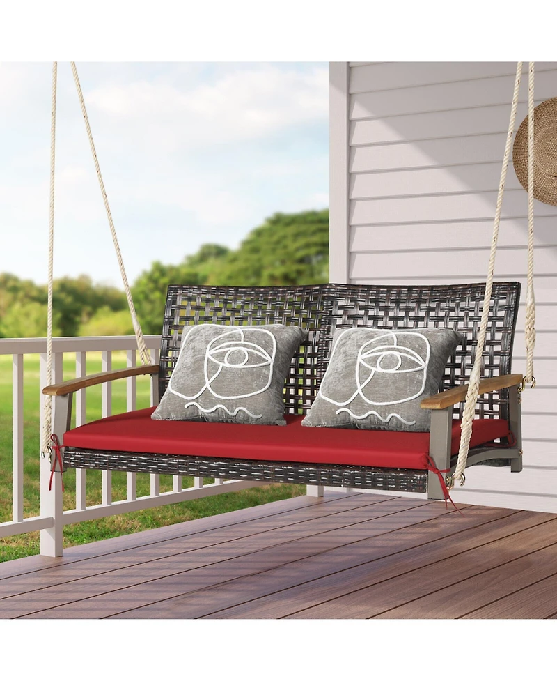 Mecale 2-Person Rattan Hanging Porch Swing Chair