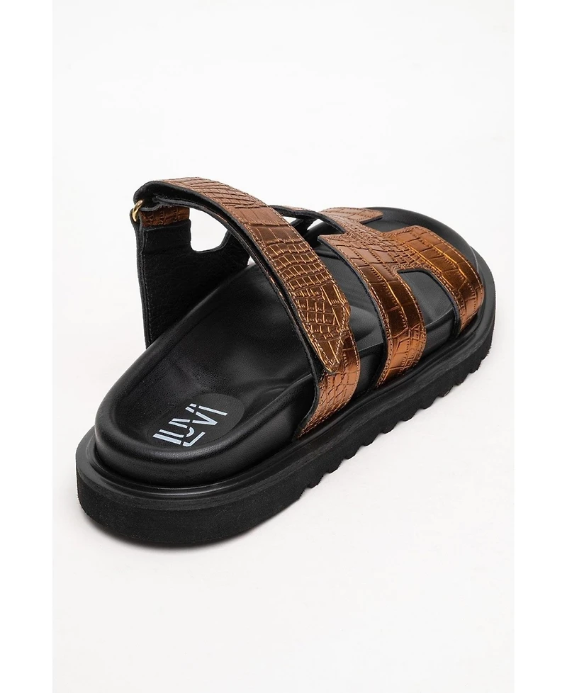 Forever & Always Shoes women's Loana Leather Slide Sandal