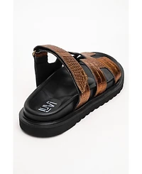 Forever & Always Shoes women's Loana Leather Slide Sandal