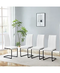 Streamdale Furniture 2-Pack White Pu Upholstered Dining Chairs with Black Metal Legs