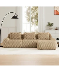 Streamdale Furniture Streamdale Modern L-Shaped Modular Sectional Sofa, Flannelette, Oversized 3-Seater, Movable Ottoman