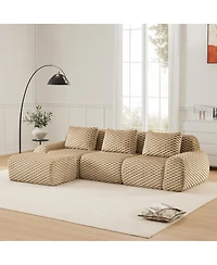 Streamdale Furniture Streamdale Modern L-Shaped Modular Sectional Sofa, Flannelette, Oversized 3-Seater, Movable Ottoman