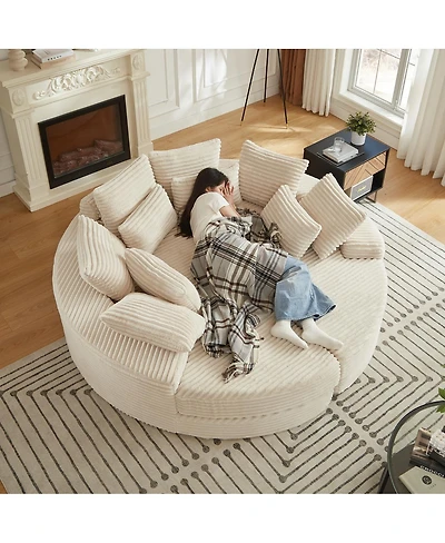 Streamdale Furniture Corduroy Oversized Recliner, Converts to 2 Recliners, Sofa Bed