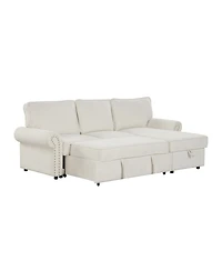 Streamdale Furniture 95" Convertible Sectional Sleeper Sofa w/ Storage Chaise & Cup Holders