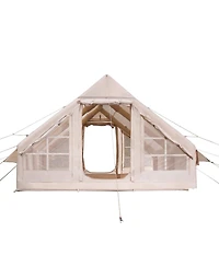 Mecale 5-8 Person Inflatable Camping Tent with Hand Pump and Stove Jack