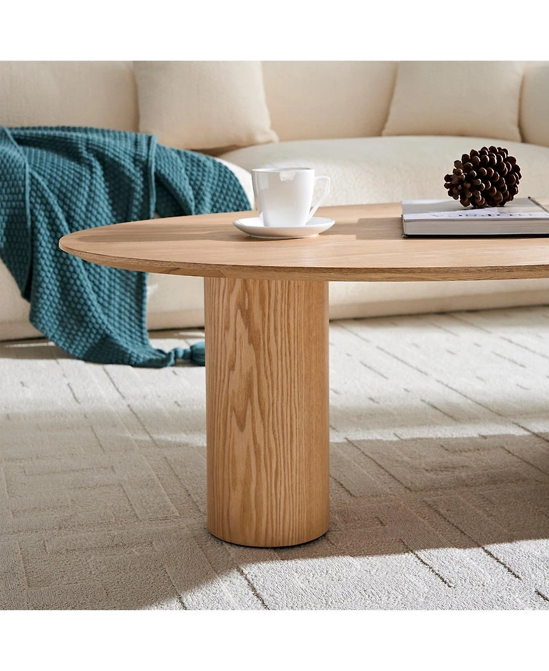 Boyel Living Modern Oval Coffee Table with Ash Veneer, Sophisticated Center Table for Living Room