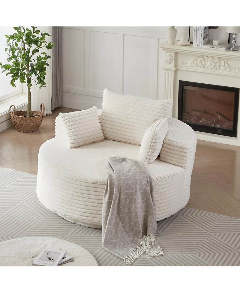 Streamdale Furniture Streamdale 55" Corduroy Foam Swivel Chair, Modern Sleeper