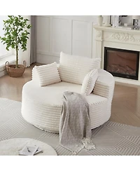 Streamdale Furniture Streamdale 55" Corduroy Foam Swivel Chair, Modern Sleeper