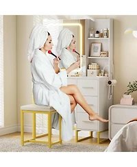 gaomon Makeup Vanity Desk with Lighted Mirror and Built-in Charging Station