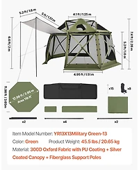 Mecale 13 x 13 Ft Pop-Up Spherical Gazebo Screen Tent for 10-12 People