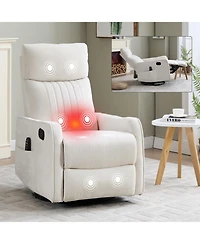 Streamdale Furniture Beige Fabric Heat Massage Rocker Swivel Recliner