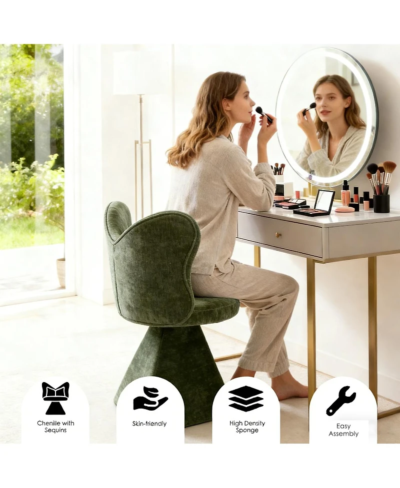 Streamdale Furniture Vanity Chair with Butterfly Back Swivel Accent Dining Makeup Stool